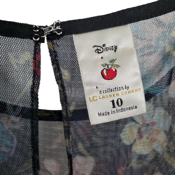 Lauren Conrad x Disney Size 10 Dress Tulle Overlay Fit Flare Midi Hi Lo Floral - Picture 8 of 15